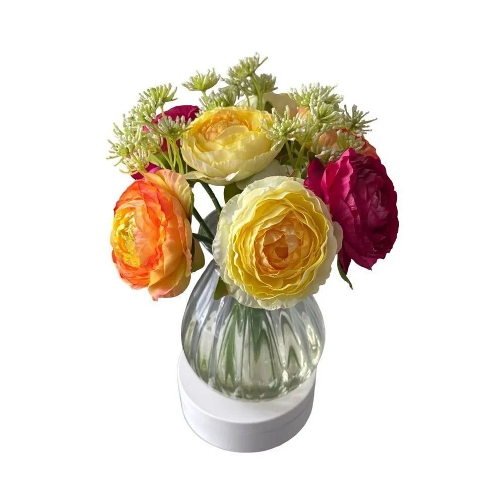 Peony Floral Arrangement with Yellow and Pink Accents